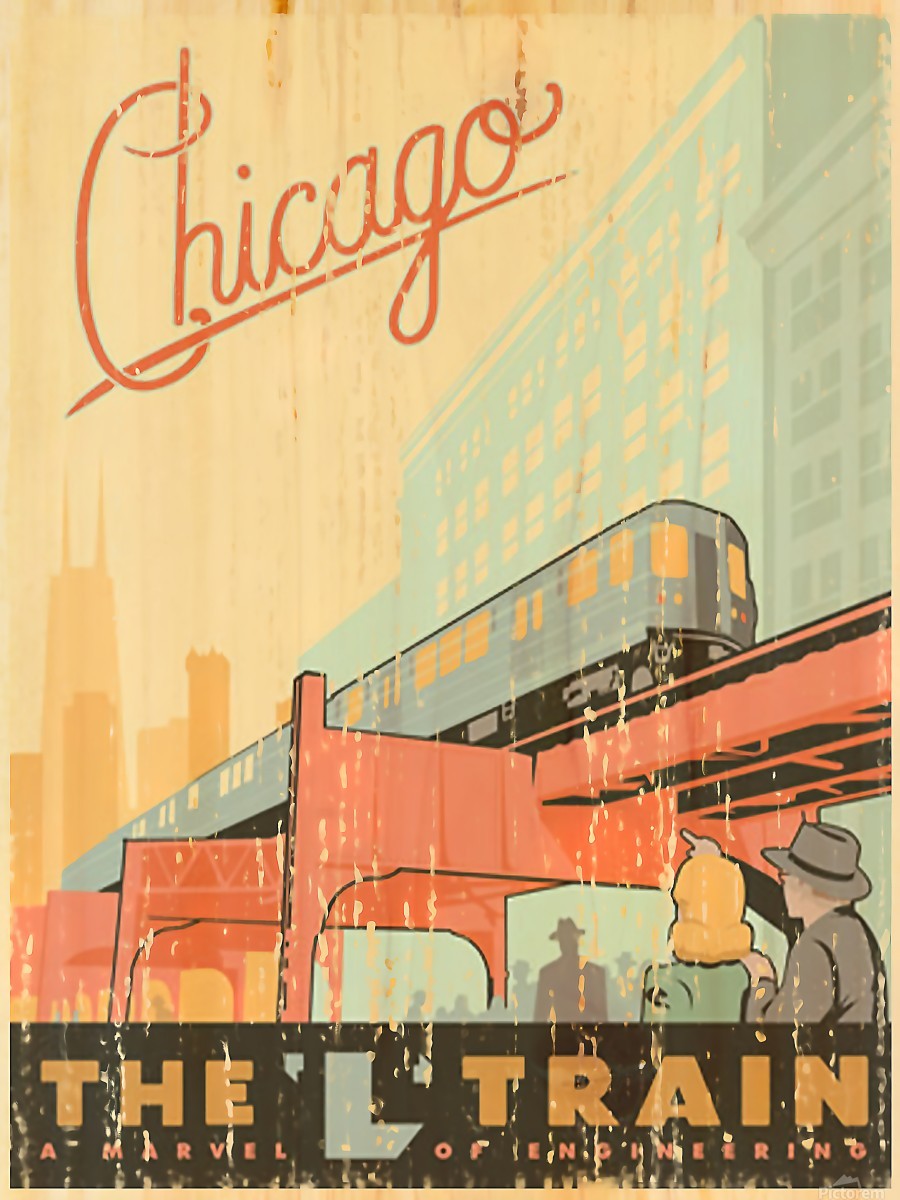Chicago L Train Vintage Art Poster Vintage Poster